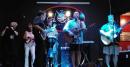 The gang's all here for “Ride On” (a Randy Lee original) at The Gone Saturday night.  photo by John Worthington